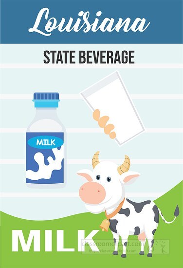 louisiana state beverage milk vector clipart