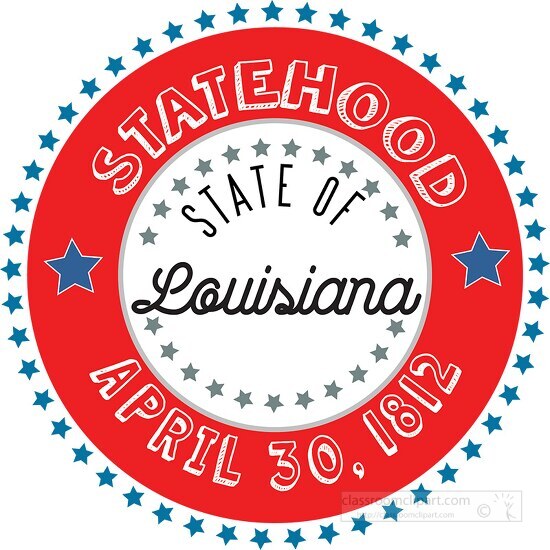 Louisiana Statehood 1812 date statehood round style with stars c