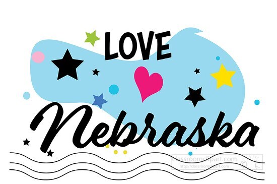 Love Nebraska Hearts Stars Logo Clipart