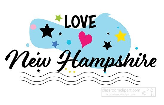 Love New Hampshire Hearts Stars Logo Clipart