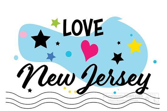 Love New Jersey Hearts Stars Logo Clipart