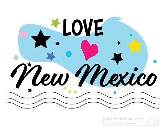 Love New Mexico Hearts Stars Logo Clipart