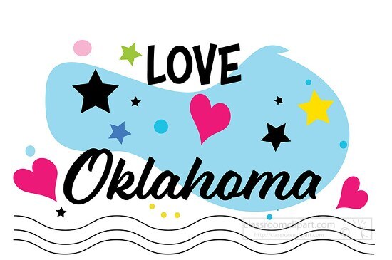 Love Oklahoma Hearts Stars Logo Clipart