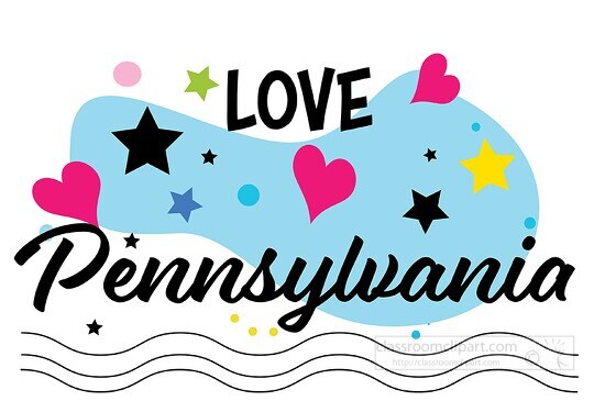 Love Pennsylvania Hearts Stars Logo Clipart