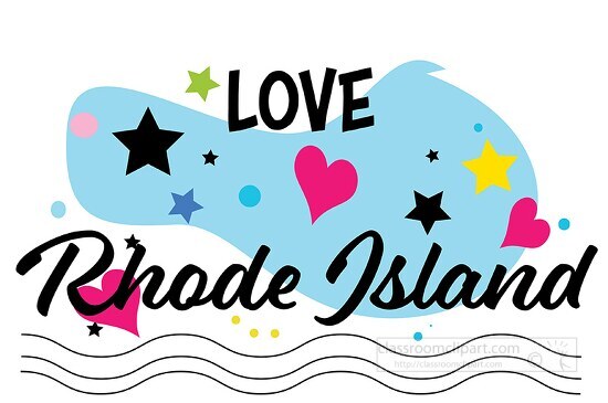 Love Rhode Island Hearts Stars Logo Clipart