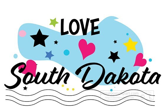 Love South Dakota Hearts Stars Logo Clipart