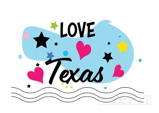 Love Texas Hearts Stars Logo Clipart
