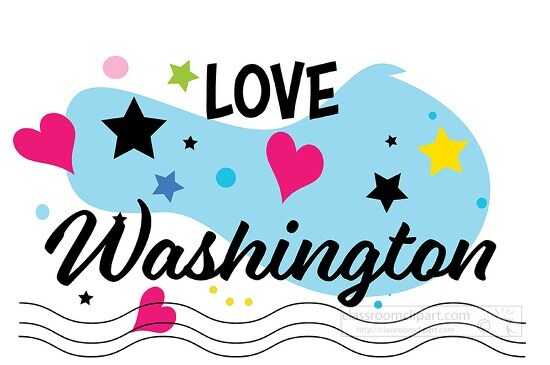 Love Washington Hearts Stars Logo Clipart