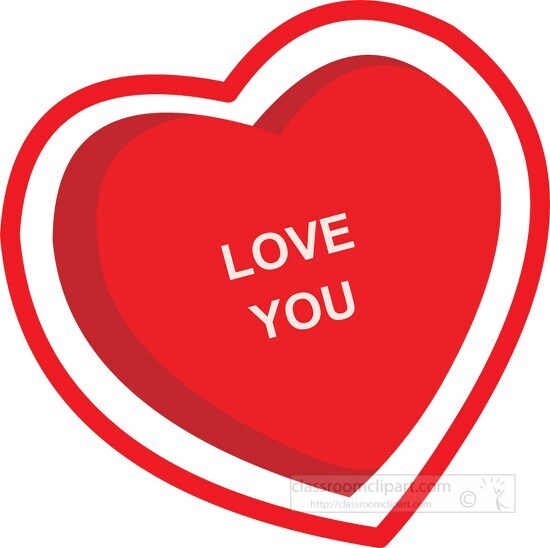 love you red heart clipart