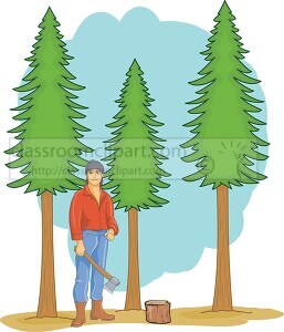 lumberjack with axe with trees 2