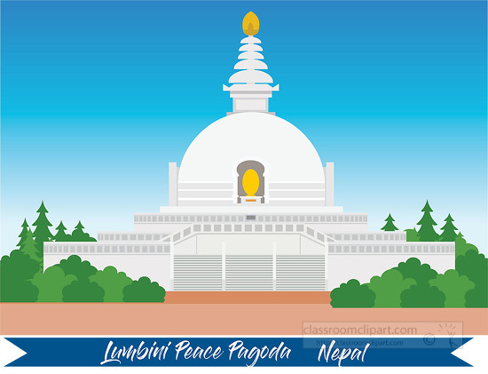 lumbini peace pagoda shanti stupa nepal clipart