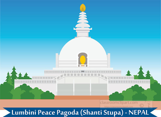 lumbini peace pagoda shanti stupa nepal clipart