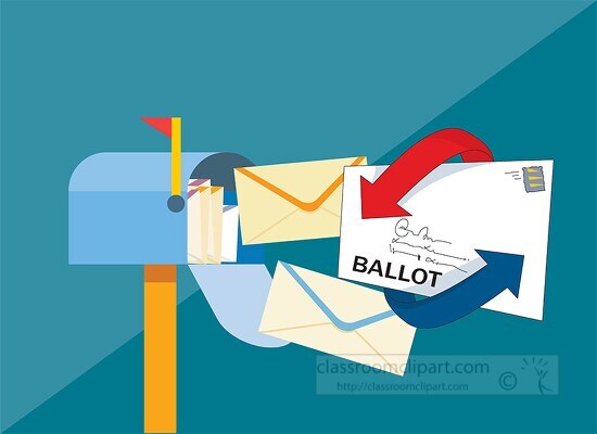 mail box with letters and a voting ballot clipart