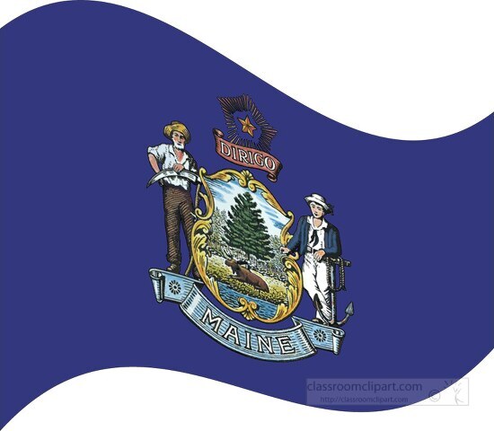 maine flag waving design clipart