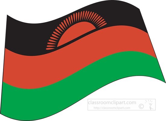 Malawi flag flat design wavy clipart