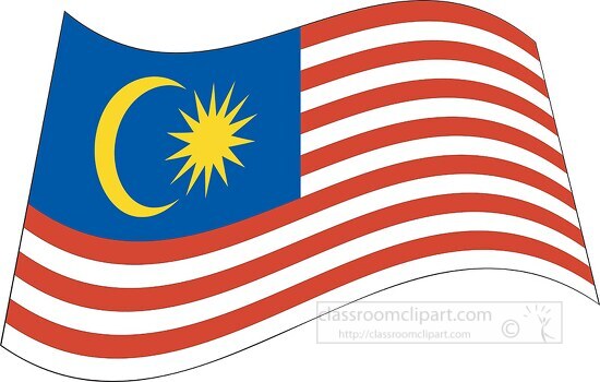 Malaysia flag flat design wavy clipart