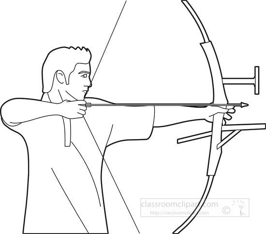 male archery bowman black white outline clipart