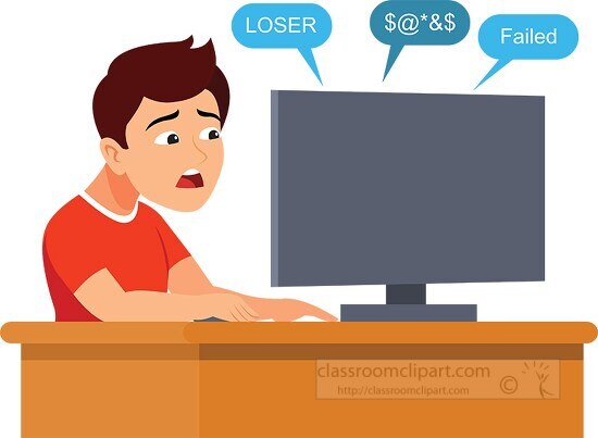 male responding to cyberbullying clipart
