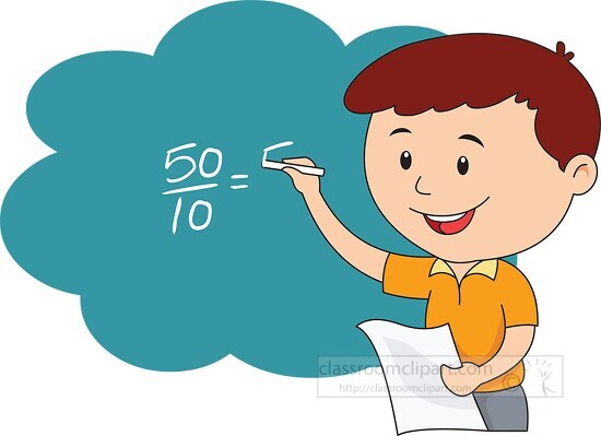 cartoon students working on math