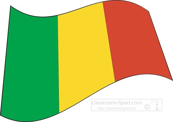 Mali flag flat design wavy clipart