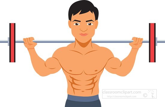 man doing weightlifting exercise in gym health clipart
