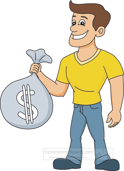 man holding a large bag of money