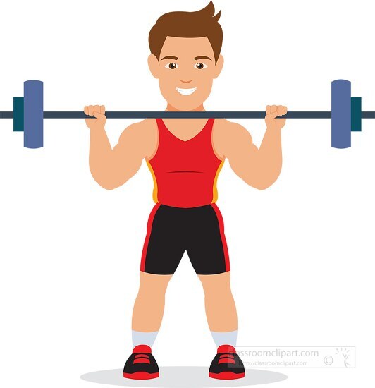 man lifting weights for strength training workout clipart