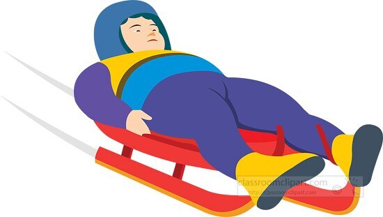 man on luge winter sports clipart