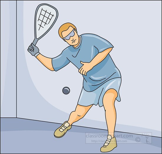 man playing racquetball forehand clipart