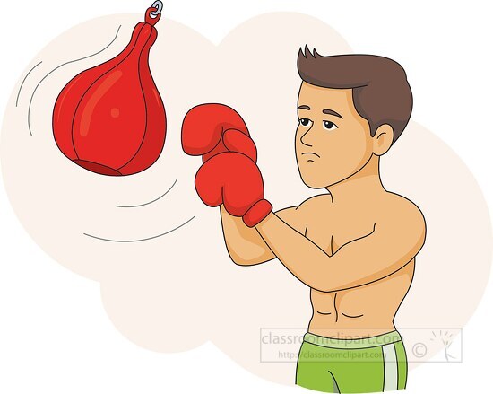 man punching boxing bag