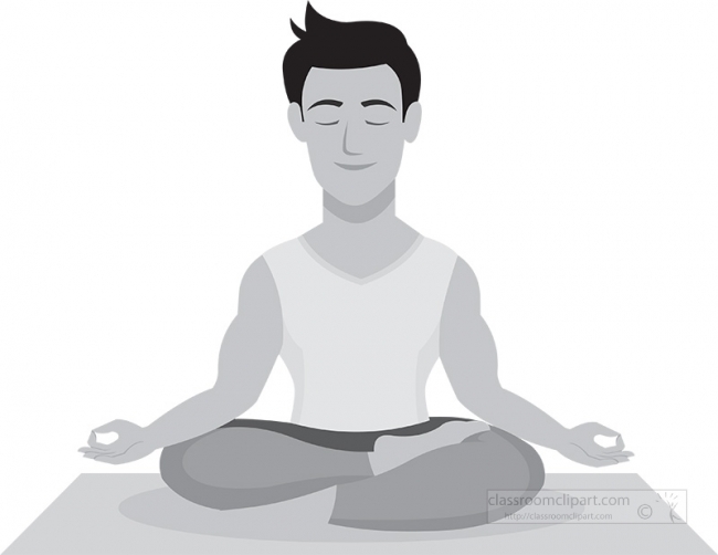 man sitting upright practicing maditation yoga gray color