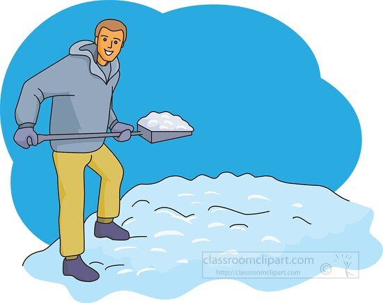 man snow shoveling