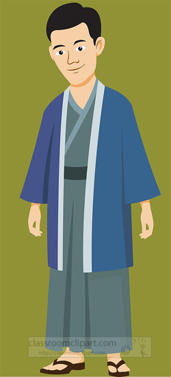 Man Wearing Japanese Traditional Clothing Clipart
