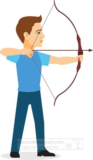 man with bow and arrow archery sports clipart