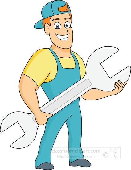 man with large wrench clipart