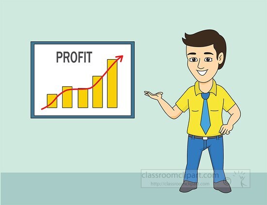 man with profit chart office clipart 2