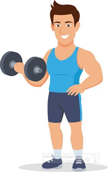 man wokring out with dumbbell weights clipart