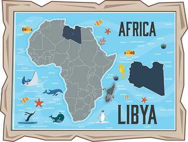 map of cameroon with ocean animals africa continent clipart