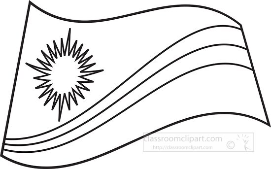 Marshall  Islands wavy flag black outline clipart