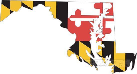 maryland state map with state flag overlay clipart image