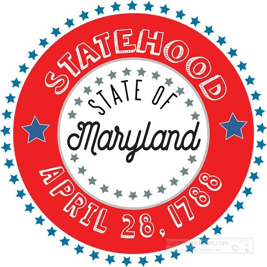 Maryland Statehood 1788 round style with stars clipart