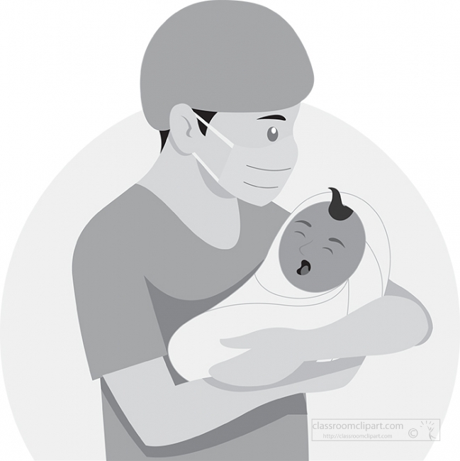 maternity doctor holding newborn baby gray color
