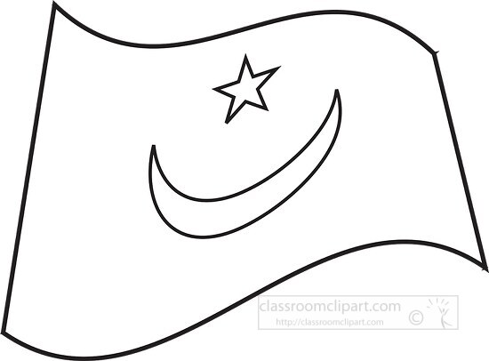 Mauritania wavy flag black outline clipart