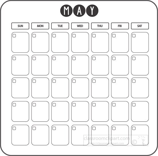 may calendar days week month clipart