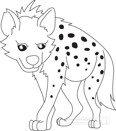 mean looking hyena black white outline clipart