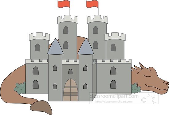 medieval castle with sleeping dragon