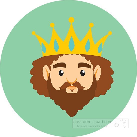 medieval king wearing robe crown clipart king face