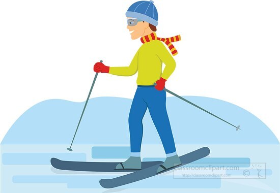 men cross country skiing sports clipart