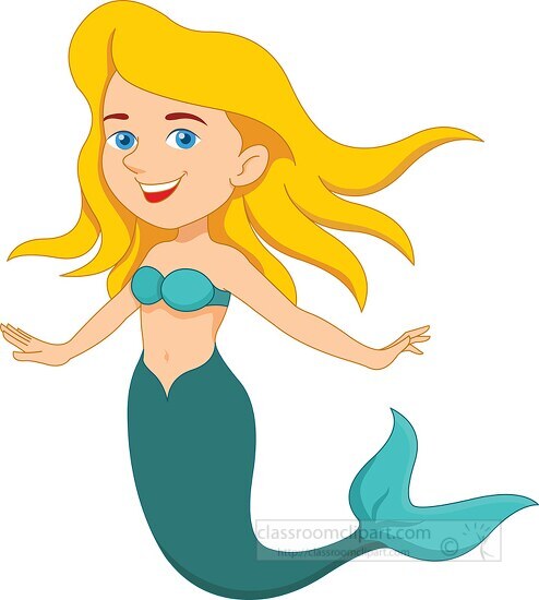 mermaid with long blonde hair fantasy clipart