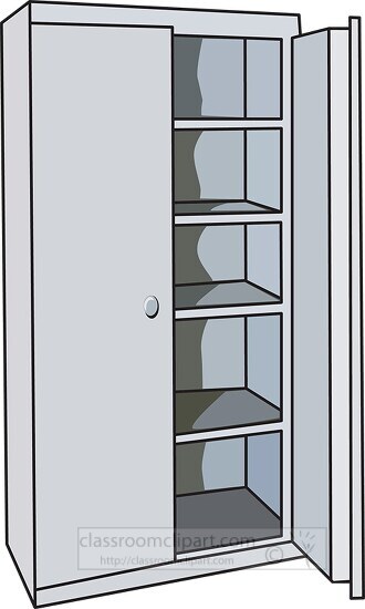 metal office cabinet with shelves clipart